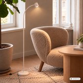 BRILONER Skriva - Vloerlamp - staande lamp draaibaar - met voetschakelaar - GU10 fitting - bureaulamp - Ø21 x 127,5 cm - beige