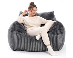Zitzak sofa grijs | Ergonomische loungefauteuil met armleuningen | 40D-schuimvulling | Draagvermogen tot 150 kg | Voor de woonkamer en het thuiskantoor | Indoor-Lazy Sofa eenpersoonsbank