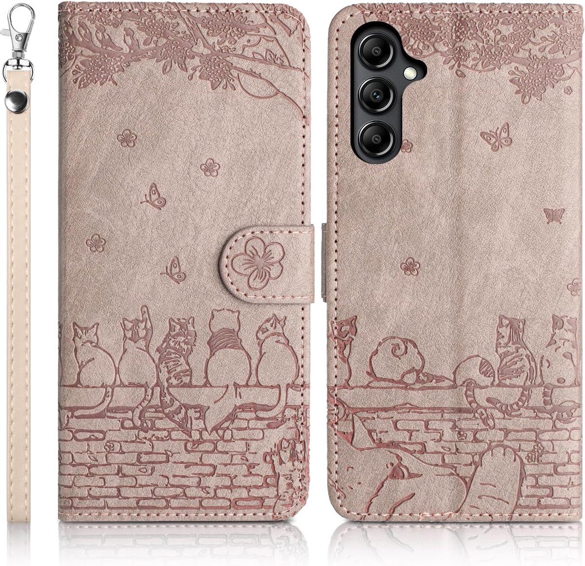 Telefoonhoesje voor Samsung Galaxy A25 5G, premium PU-lederen klaphoesje met magneetsluiting, kaartsleuf, standfunctie, beschermhoes Samsung Galaxy A25 5G, grijs