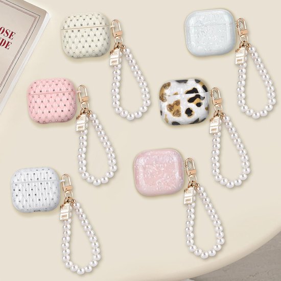 Compatibel met Airpods 4e generatie met parelsleutelhanger, beschermhoes met glinsterende schelptekening voor meisjes, TPU-hoes, schokbestendig, krasbestendig, antislip, roze — afbeelding 5