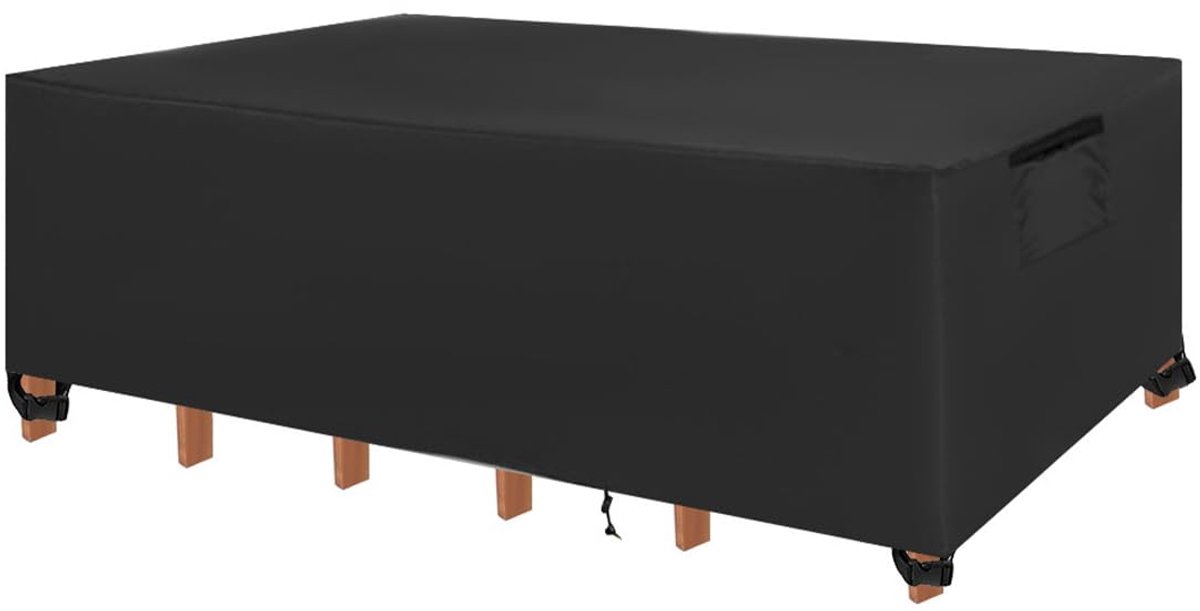 Famanu Hoes voor terrastafelstoel 304 x 160 x 29 cm waterdichte hoes voor tuinmeubilair rechthoekige terrasmeubelset voor tuin, gazon en achtertuin wit