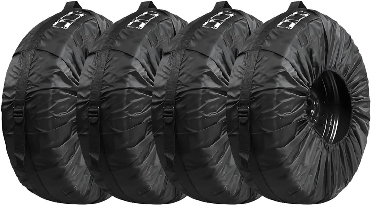 4 stuks auto reservebandhoezen diameter 80 cm autoband cover voor 19-23 inch banden waterdicht stofdicht wieltype cover type opslag draagtas draagbare wielbeschermtassen zwart