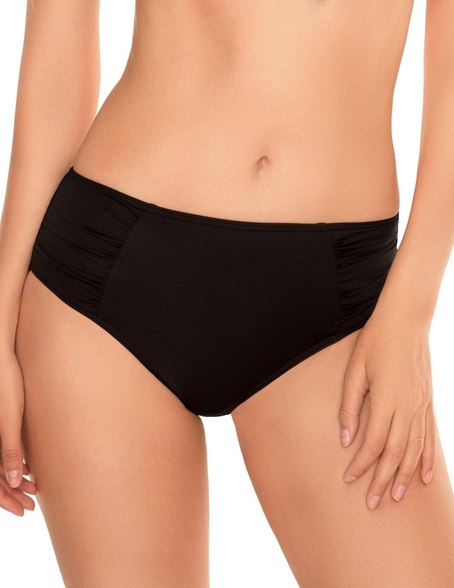 3002 Bikini Slip Dames Badmode Patroonloos Gerimpeld Hoge Taille Set Deel