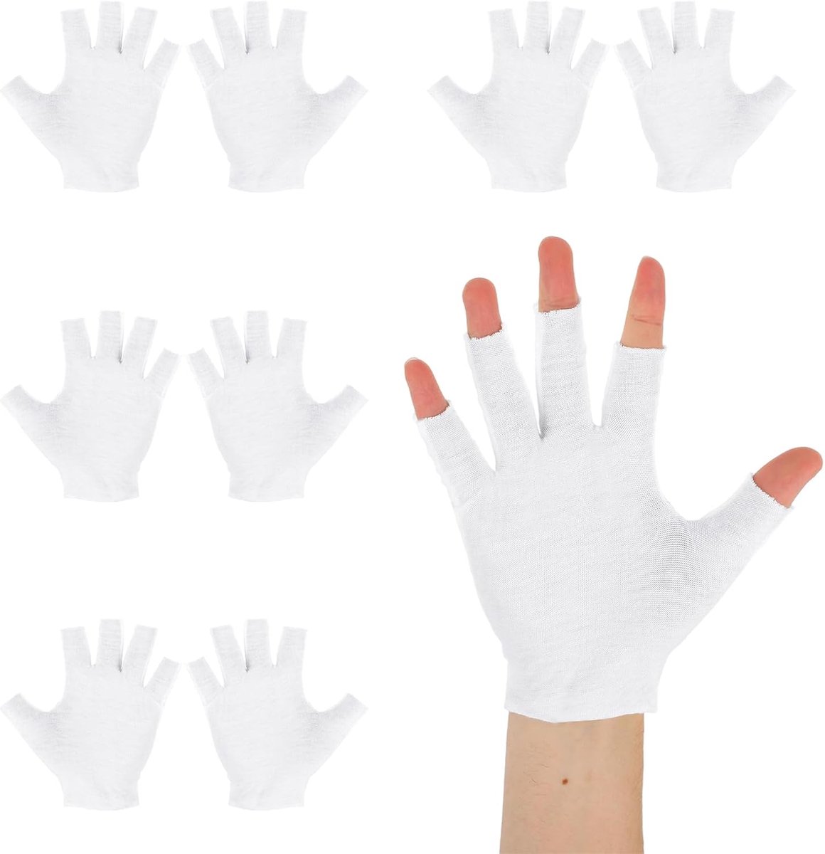 4 Paar Eczeemhandschoenen, Vingerloze Katoenen Handschoenen Geschikt voor Droge Handen Lichtgewicht en Hydraterend Hydraterend Gedurende de Nacht Verlichten Eczeemsymptomen