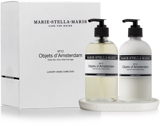 Marie-Stella-Maris luxe handverzorgingsduo: zeep en lotion, met groene thee, citrus en salie.