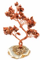 Gembui Bonsai Boompje - Rode Jaspis - Agaatschijf - Handgemaakt