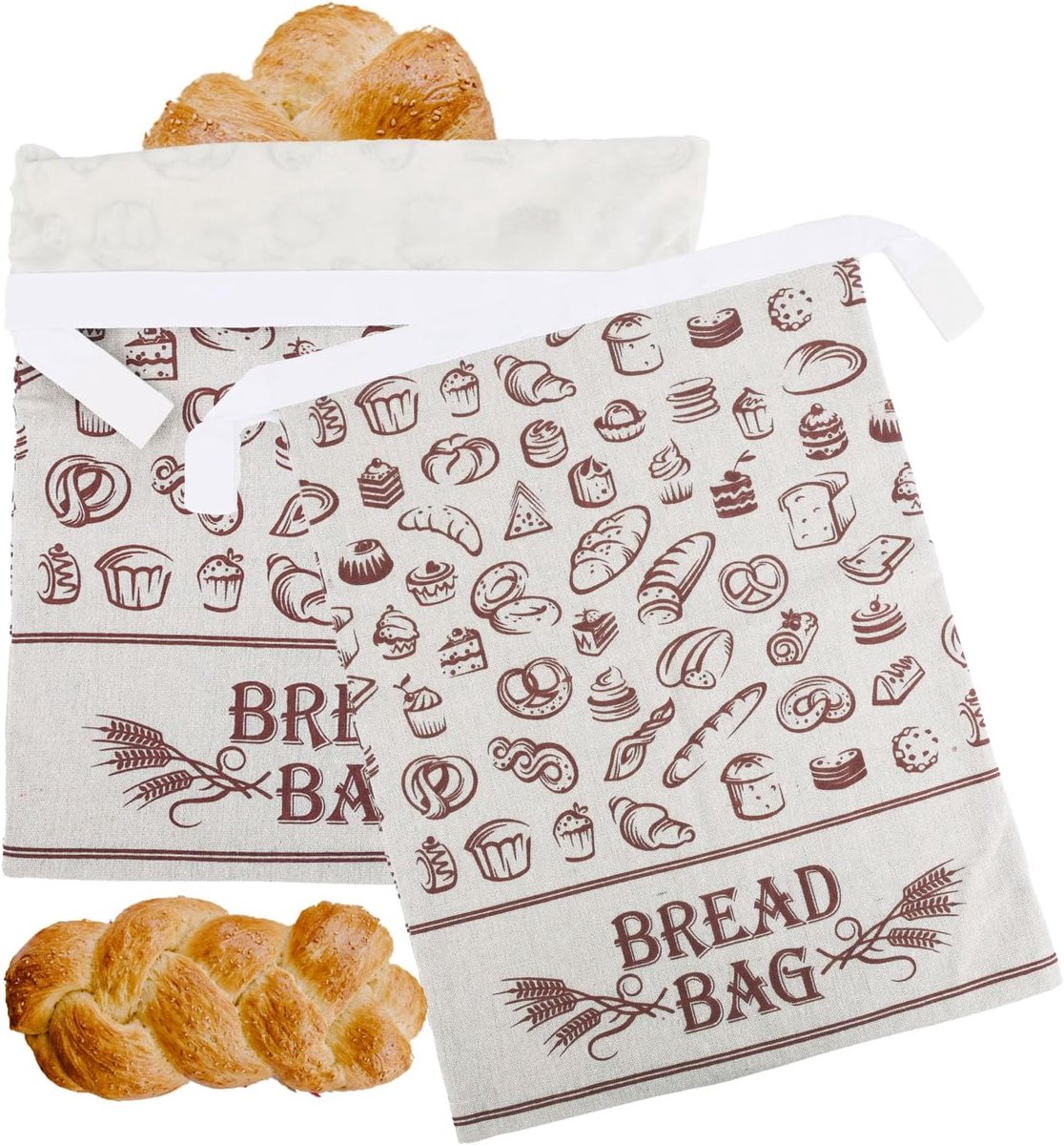 Broodzakken 2 stuks - bijenwas - herbruikbaar katoen linnen - voor het bewaren van zelfgemaakt brood