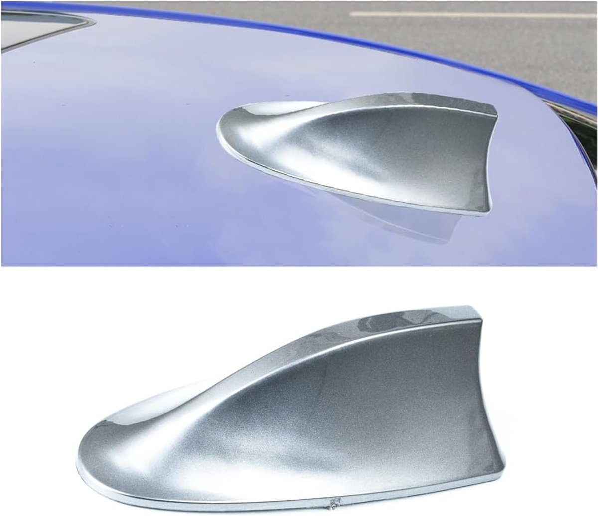 Auto antenne cover - Haai vin - Zilver - Met kleefbasis - Geschikt voor de meeste auto’s, SUV’s, vrachtwagens, bestelwagens