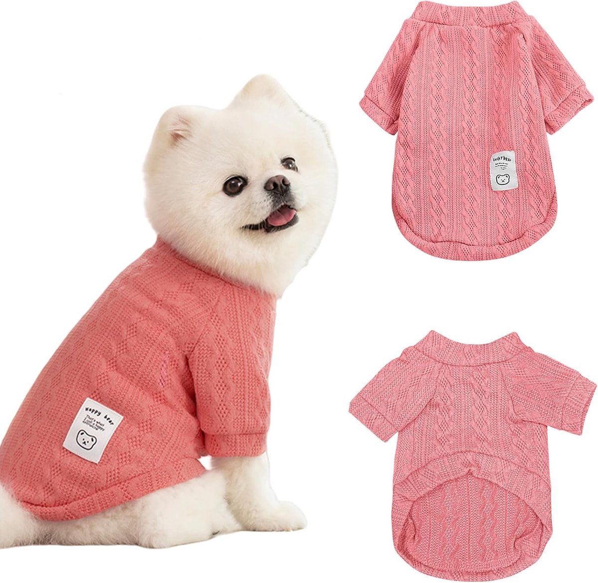 Huisdier Wintertrui voor Kleine en Middelgrote Honden en Katten met Col, Geschikt voor Chihuahua en Yorkie, Roze, Maat S