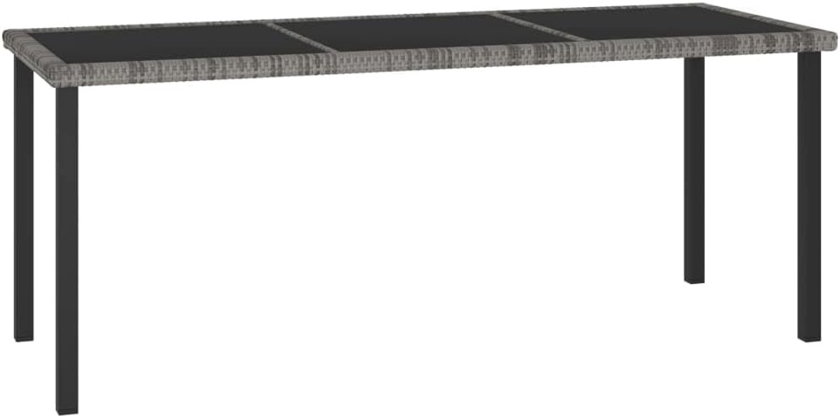 Terrastafel, outdoortafel, balkontafel, eetkamertafel, grijs, 180 x 70 x 73 cm, polyrotan voor tuin, terras, balkon