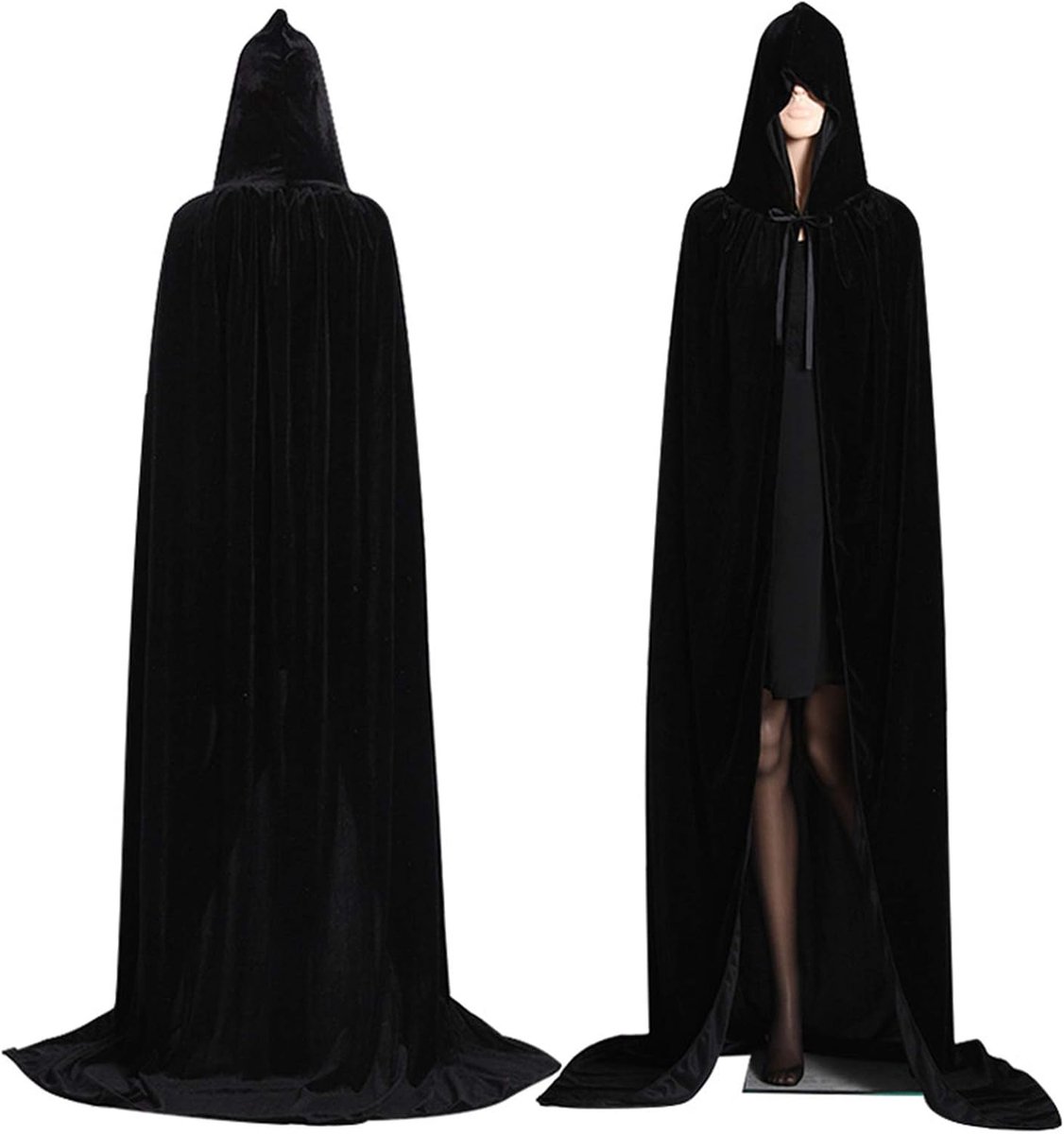 Mantel Met Volledige Lengte Halloween-Kerst Fancy Cape-Kostuums Lange Mantel Met Capuchon Halloween-Mantel,Black,S