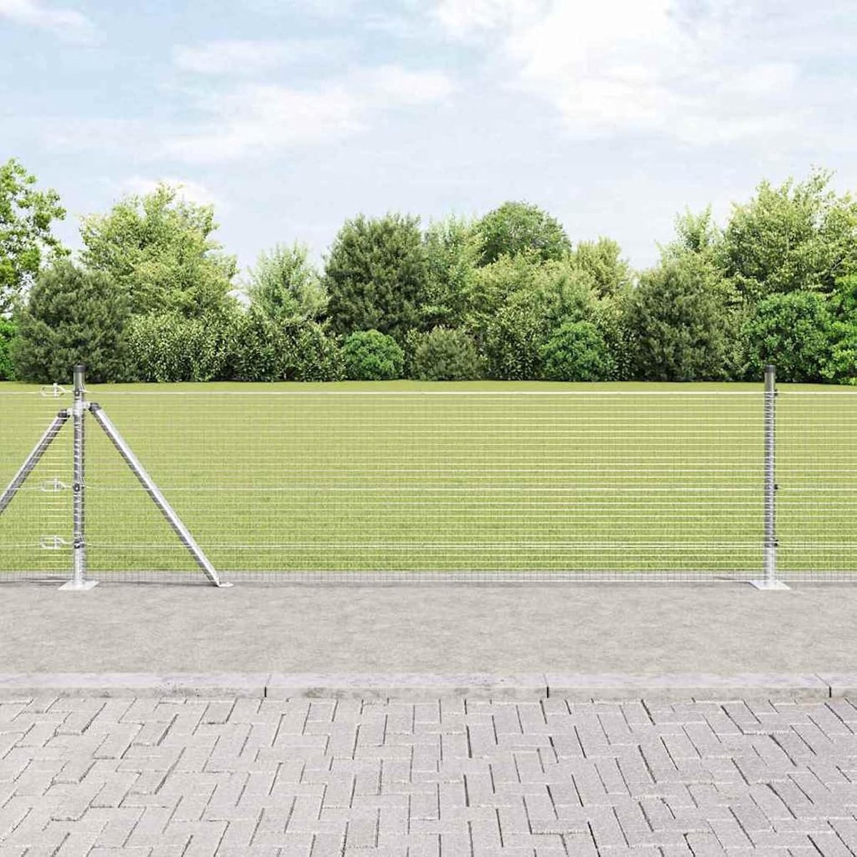 Palenset, 2-delige set, verzinkt staal, 25 x 0,5 m, duurzaam, metalen palen voor draadhekken, tuinhek, wilgenhek, buiten, 3352306