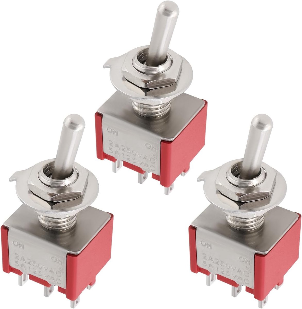 Guitar Rocker Arm Switch 6 Pins - 3 Stuks - ON-ON Schakelaar - 3A 250V AC/5A 125V AC - Voor Gitaar en Bas