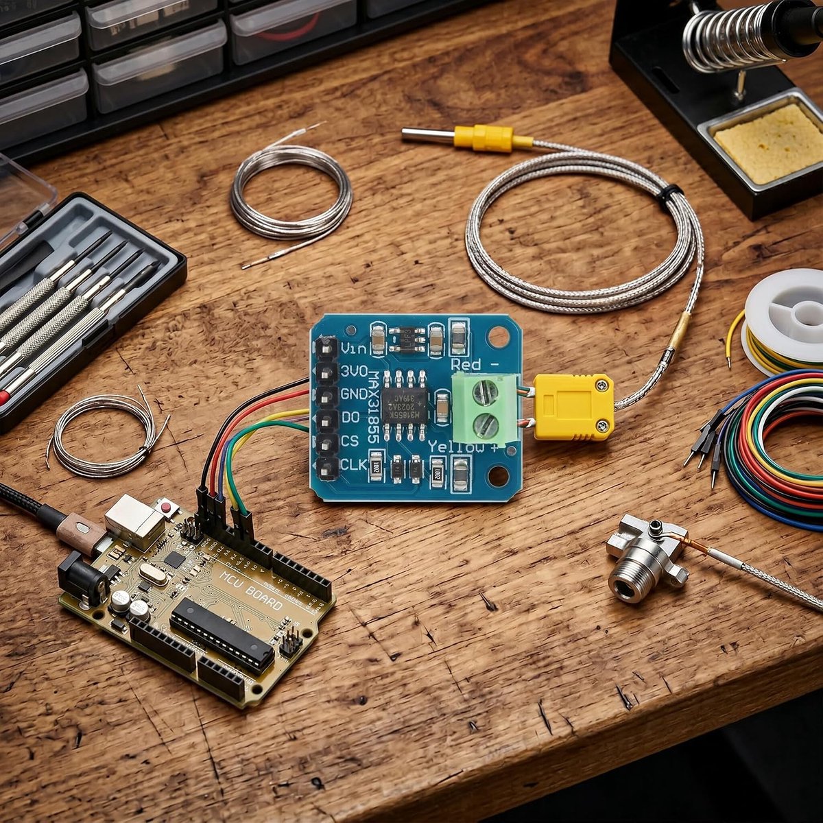 K-type Thermokoppelmodule Temperatuursensor -200℃ tot +1350℃ - SPI-poort - Digitale uitgang - 3-5V DC