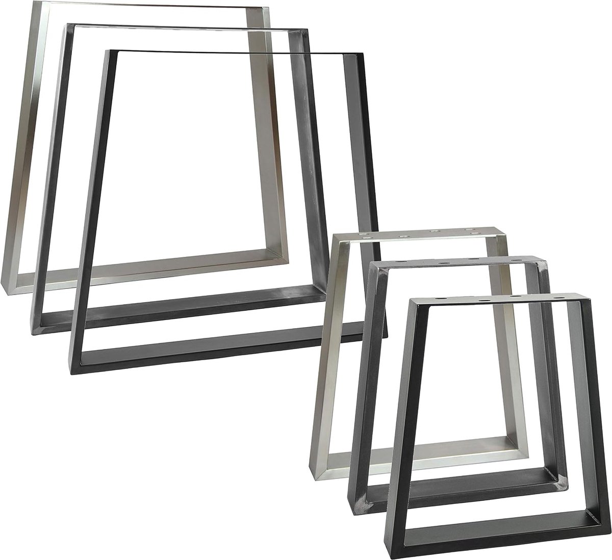 2x Natural Goods Berlin Trapez Design meubelonderstel, V-vorm, metaal, tafelpoten van staal, tafelonderstel, hairpin legs (B30/40 x H42cm (zitbank/salontafel), roestvrij staal