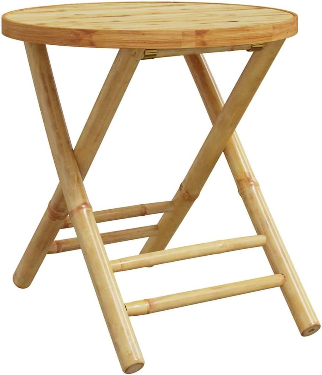 Inklapbare tuintafel, diameter 45 x 45 cm, bamboe, eettafel, terrastafel, eettafel, outdoor, voor tuin, balkon, terras, lounge, zitgroep, 365880