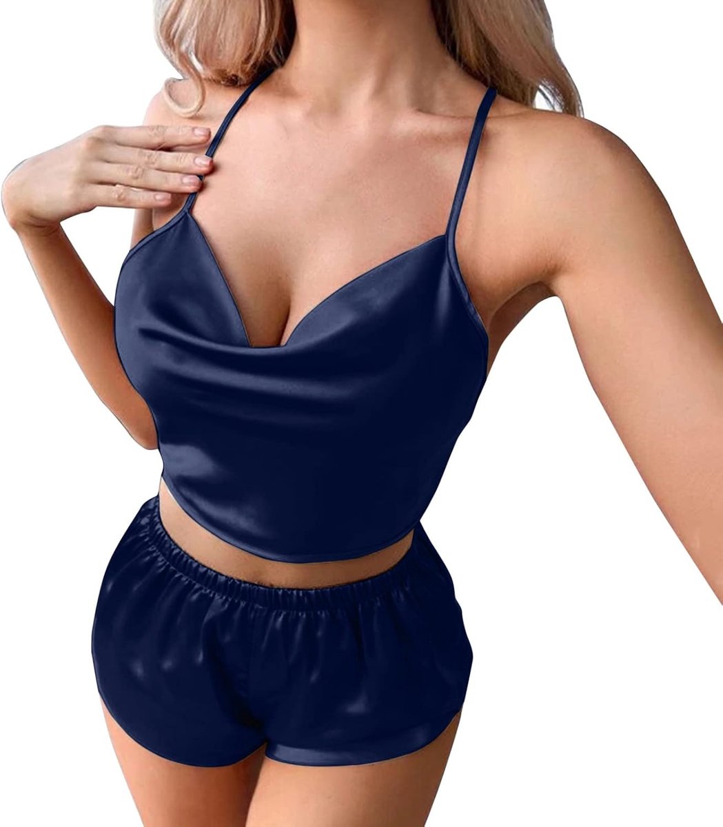 Dames Sexy Zijden Satijn Ruches Pyjama Sets Shorts Sets Nachtkleding Satijn Pyjama Shorts Set Nachtkleding Pyjama Set