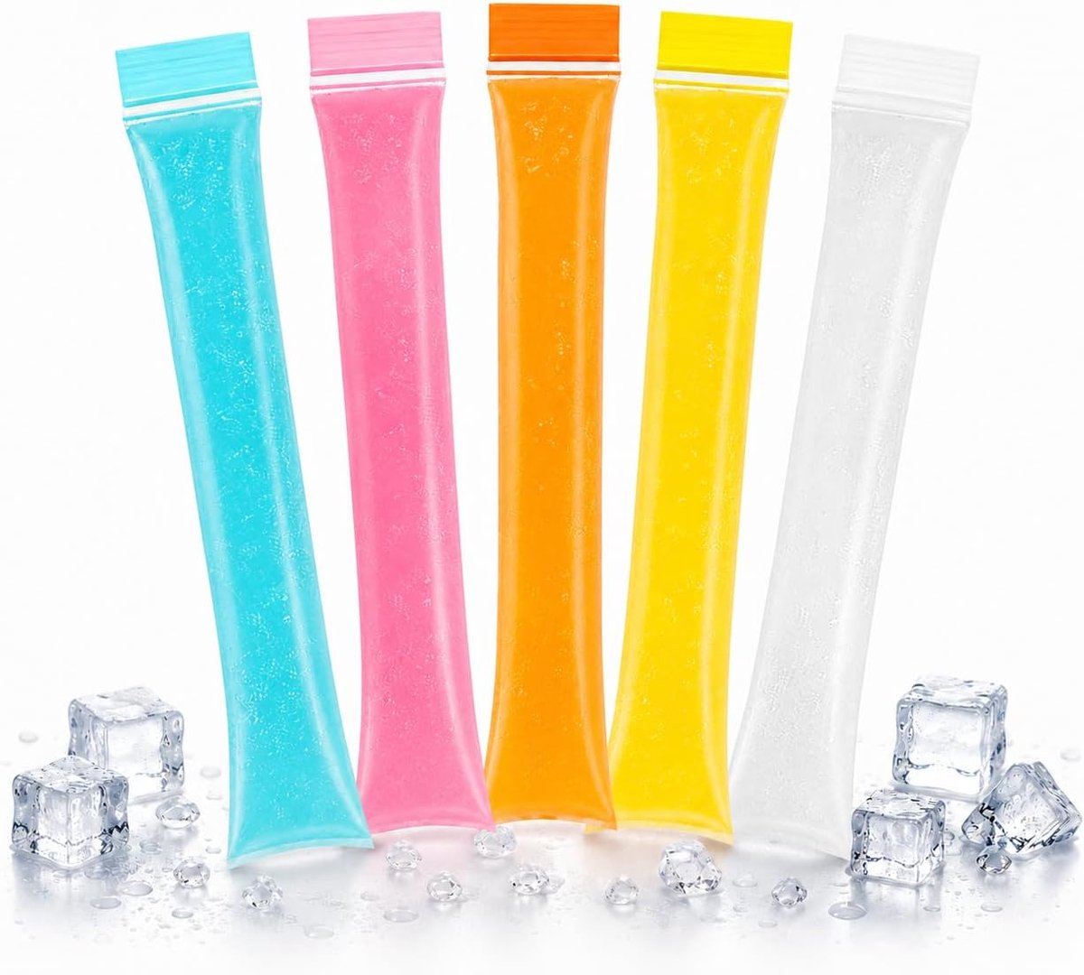 250 stuks ijszakken (95 ml), afsluitbare doe-het-zelf-ijsvormen en waterijsvormen, wegwerpzakken voor bevroren snacks, geschikt voor kinderfeesten, picknicks en doe-het-zelf