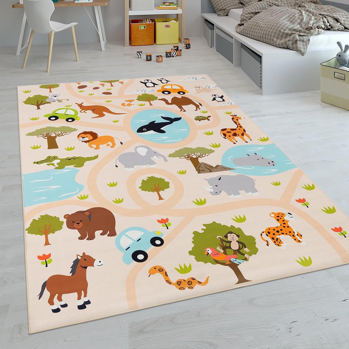 Home Vloerkleden Voor Kinderen Laagpolige Vloerkleden Voor Kinderkamer Met Versch. Designs Speelvloerkleden Meerkleurig, Maat:120x160 cm, Kleur:Veelkleurig 2