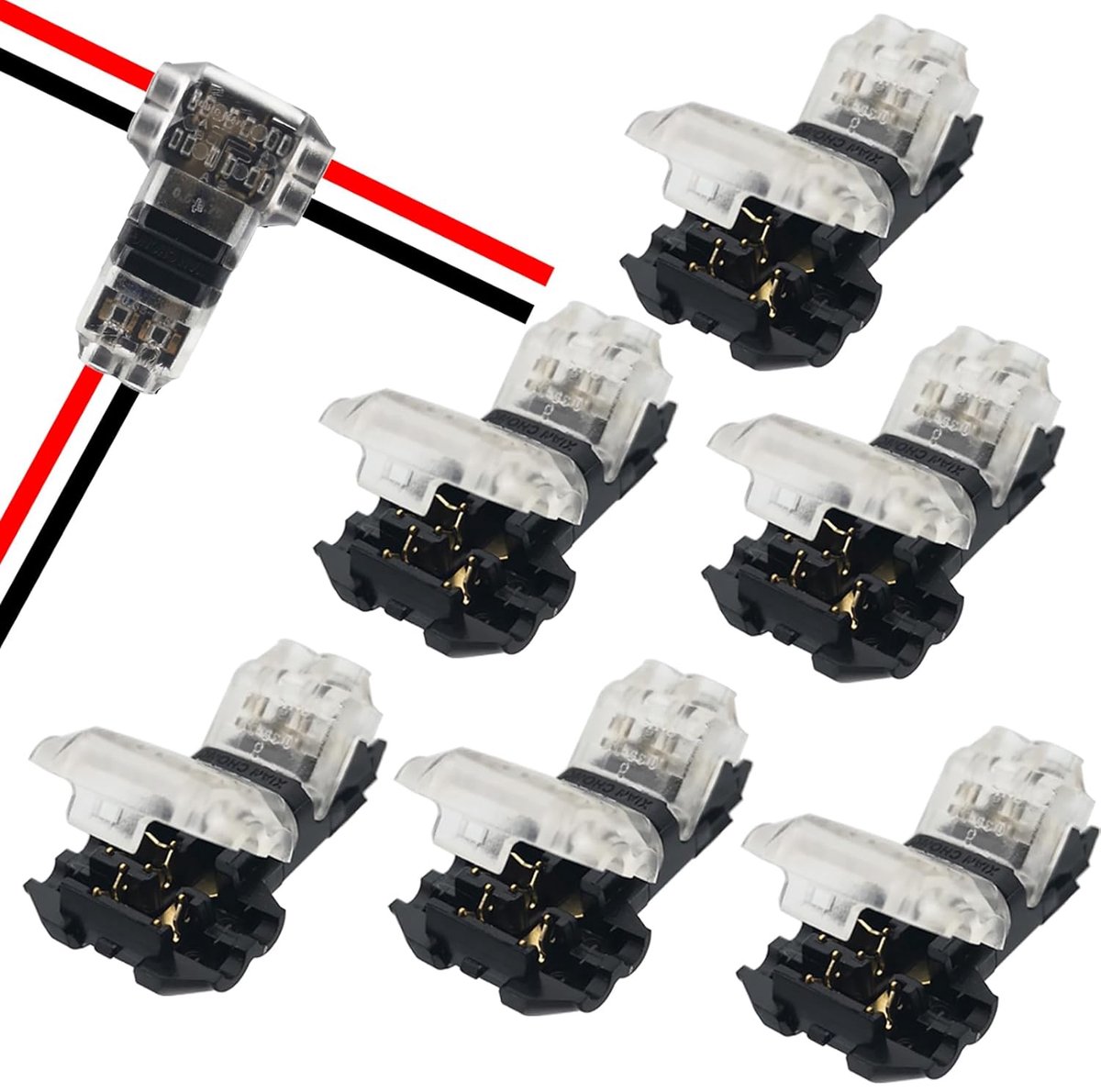 Snelle aansluitkabel connector type T - soldeervrije lugs - laag voltage - 2-polig - voor draad 20-22 dikte (6 stuks)