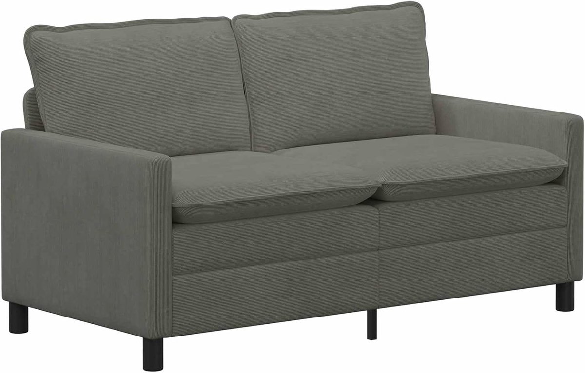 Sofa van corduroy, lichtgrijs, 156 x 81 x 87,5 cm met metalen frame