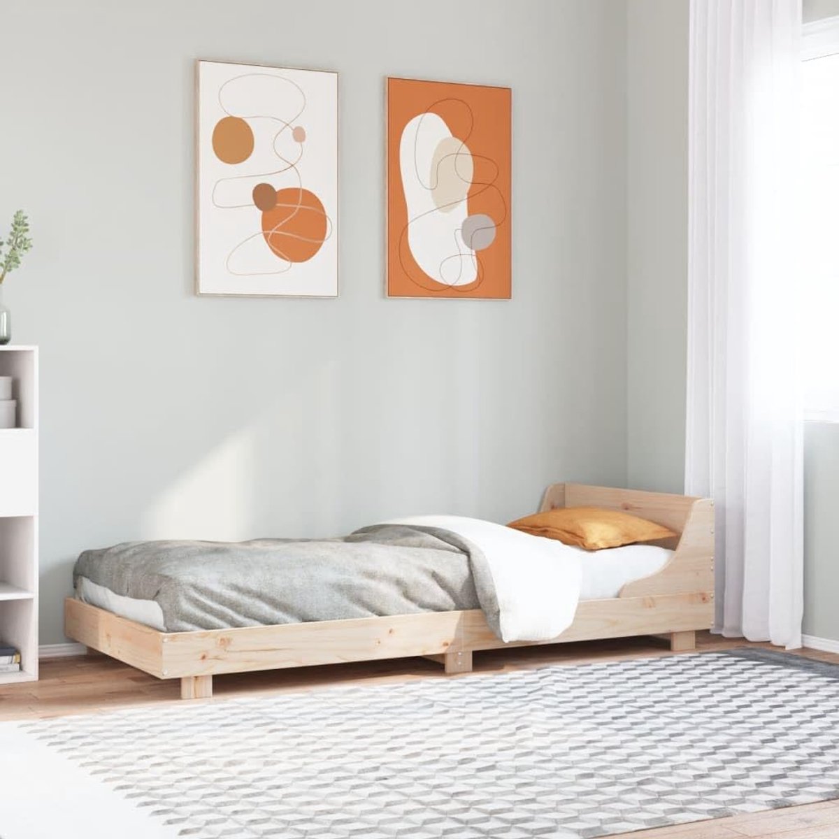 Massief grenenhout lattenbodem hoofdbord naturel 90x190 cm