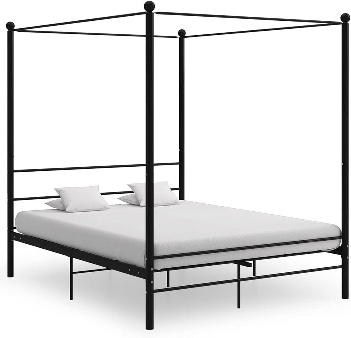 Hemelbed van metaal, zwart, 160 x 200 cm, bedframe, hemelbed (SPU:325063)