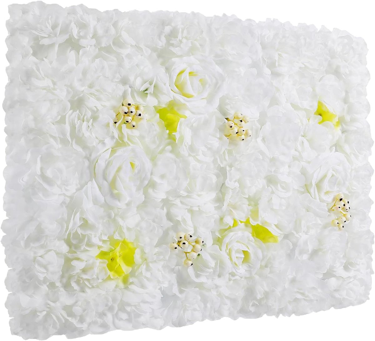 Kunstbloemen wandpanelen, met natuurgetrouwe dahlia's, rozen en hortensia's als achtergrond, kunstbloemen van kunststof, voor decoratie van verjaardagsfeesten thuis