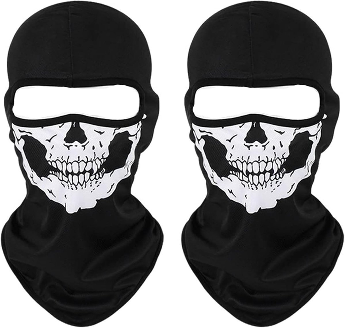 2 stuks Skull Bivakmuts Maskers, Ademend Volledige Gezicht Hoofddeksels voor Motorfietsen & Kostuums Zwart