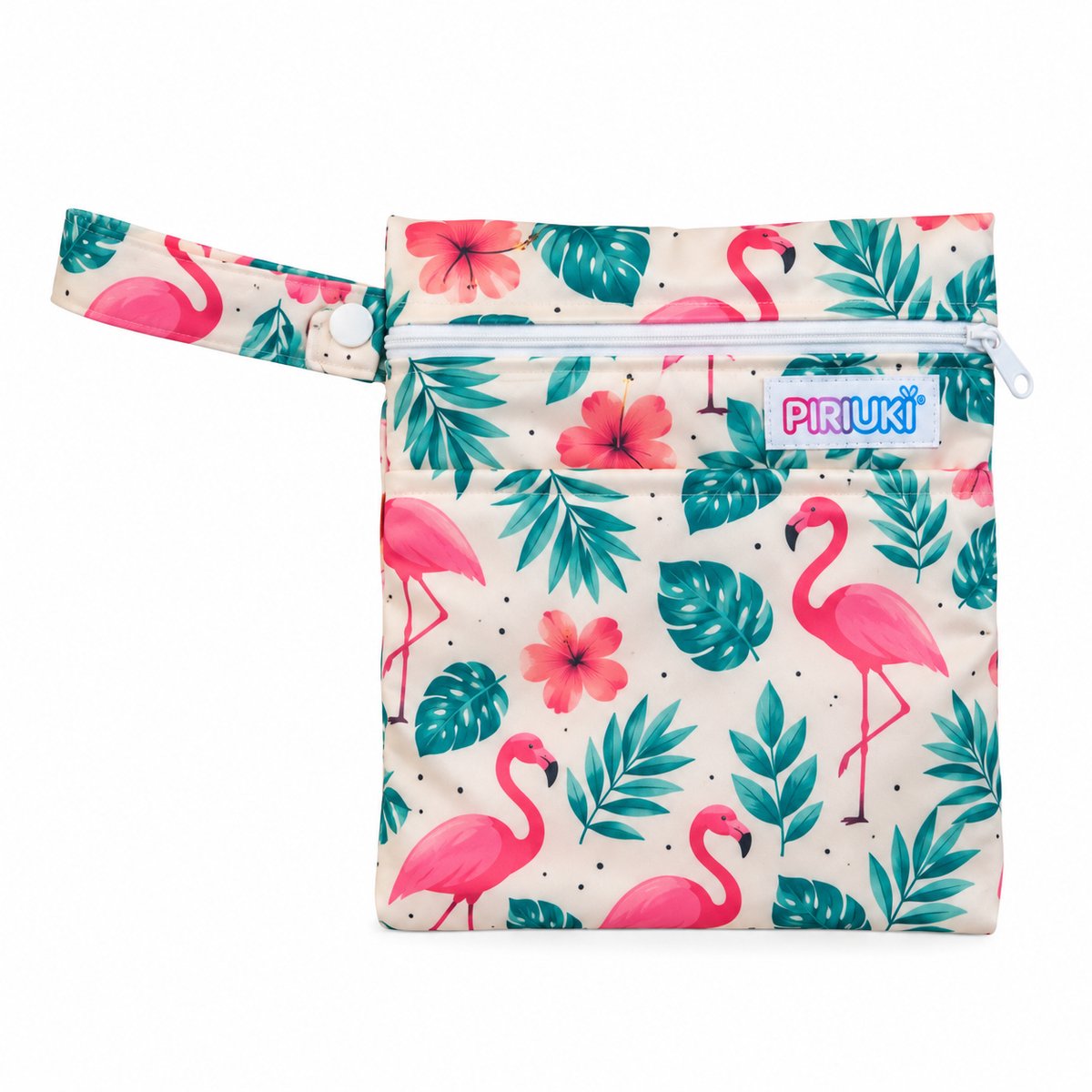 Wetbag klein - Flamingo | Waterdichte bewaarzak - 2 vakken - 18 x 24 cm - Piriuki gemaakt in Portugal