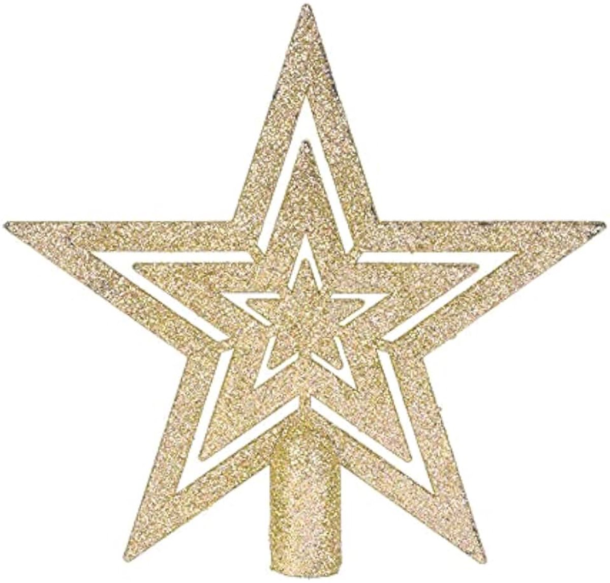 Top met gouden glitter - 18 cm - gesloten design modern - kerstboompiek kerstster boompiek dennenboom kunststof