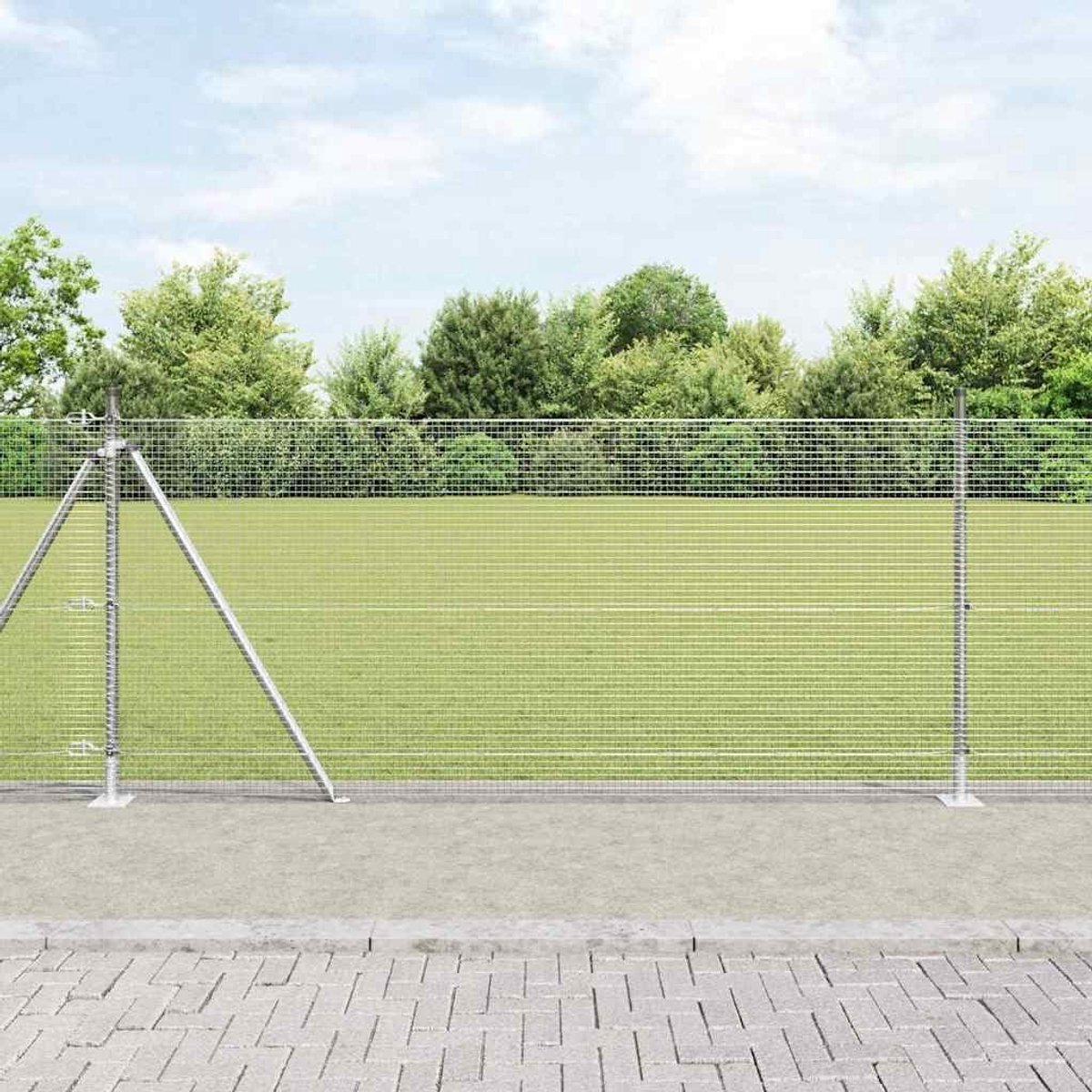 Draadomheining, 10 x 0,8 m, met betonbasis, thermisch verzinkt staaldraadhek voor tuin en terras, zilver