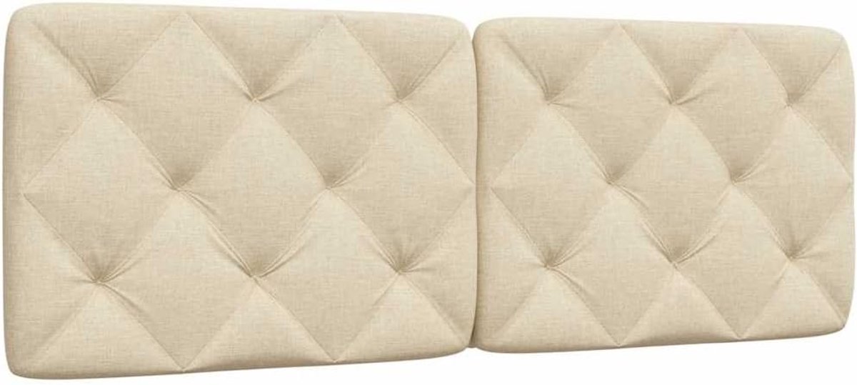 Hoofdbordkussen, crème, 140 cm, stof met ritssluiting en klittenbandsluiting voor wandmontage, bekleding van duurzaam polyesterweefsel en PP-vezelvulling