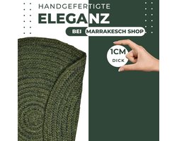 Boho decoratief jute tapijt Abrila rond 100 cm groen