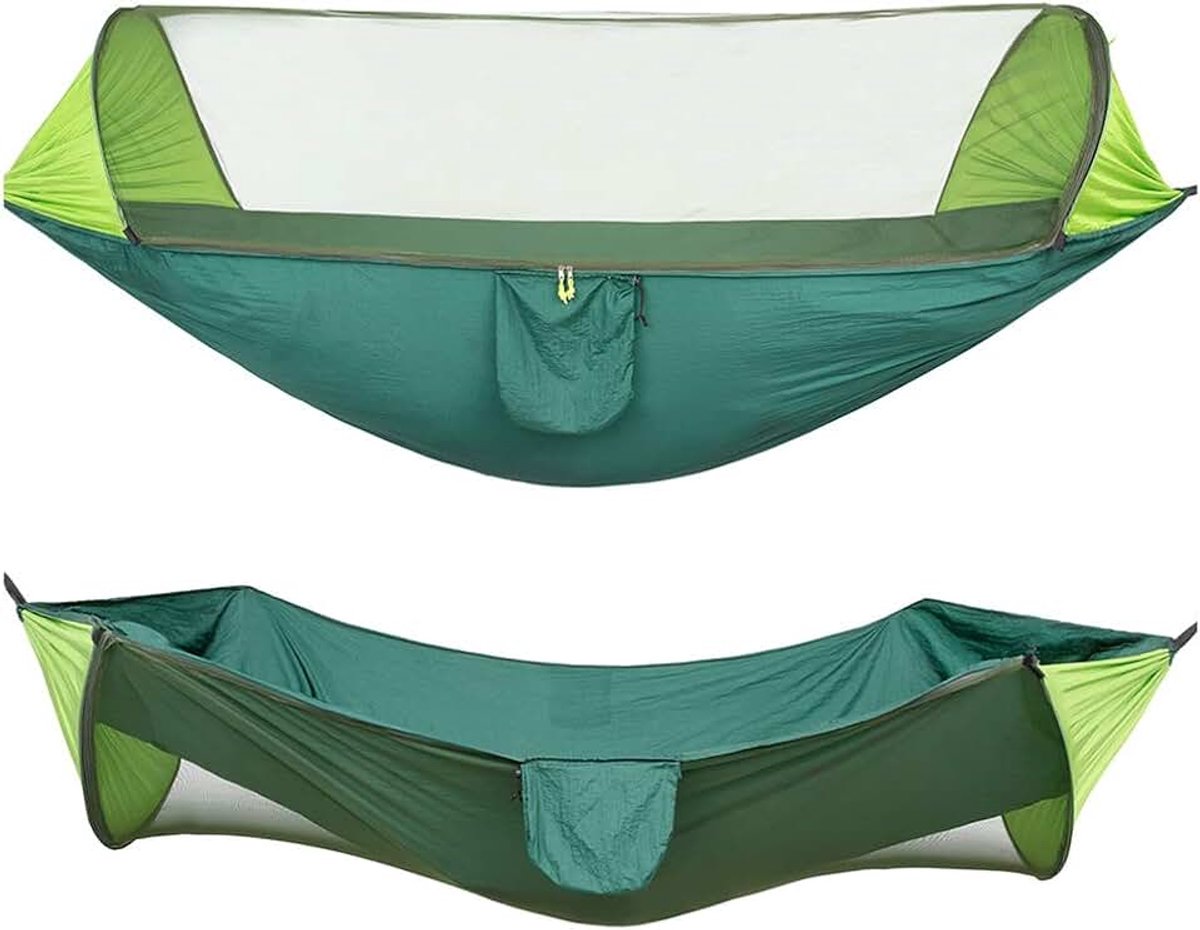 Quick-Opening Hangmat Met Muskietennetten, Camping Hangmat Lichtgewicht Double Hangmat, Draagbare Reizen Hangmat Voor Indoor, Outdoor, Wandeltocht Maken, Kamperen