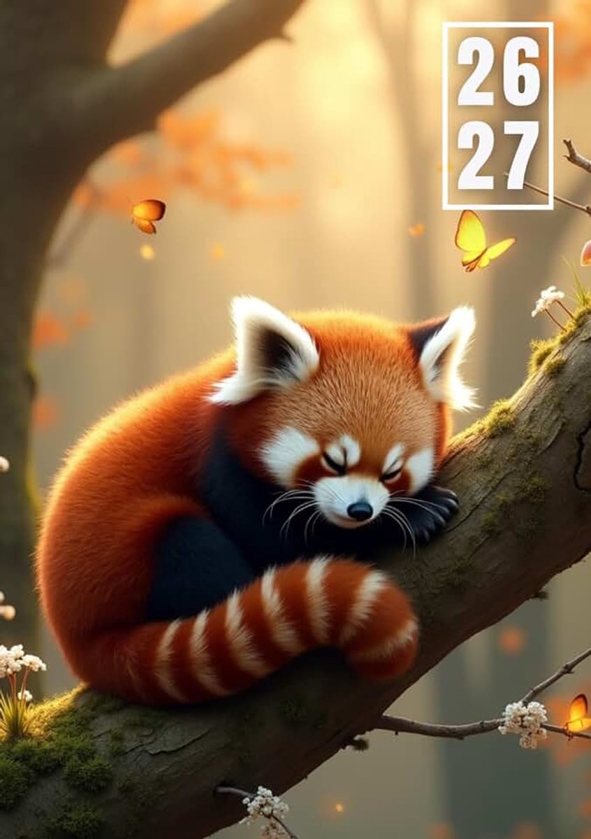 Scolaire 2026-2027 Panda Roux: Journalier 1 Jour Par Page | Organisateur, Planificateur, Cahier de Devoirs et Emploi du Temps | Panda, Bambou, ... 12 × 17 cm | Septembre 2026 - Août 2027