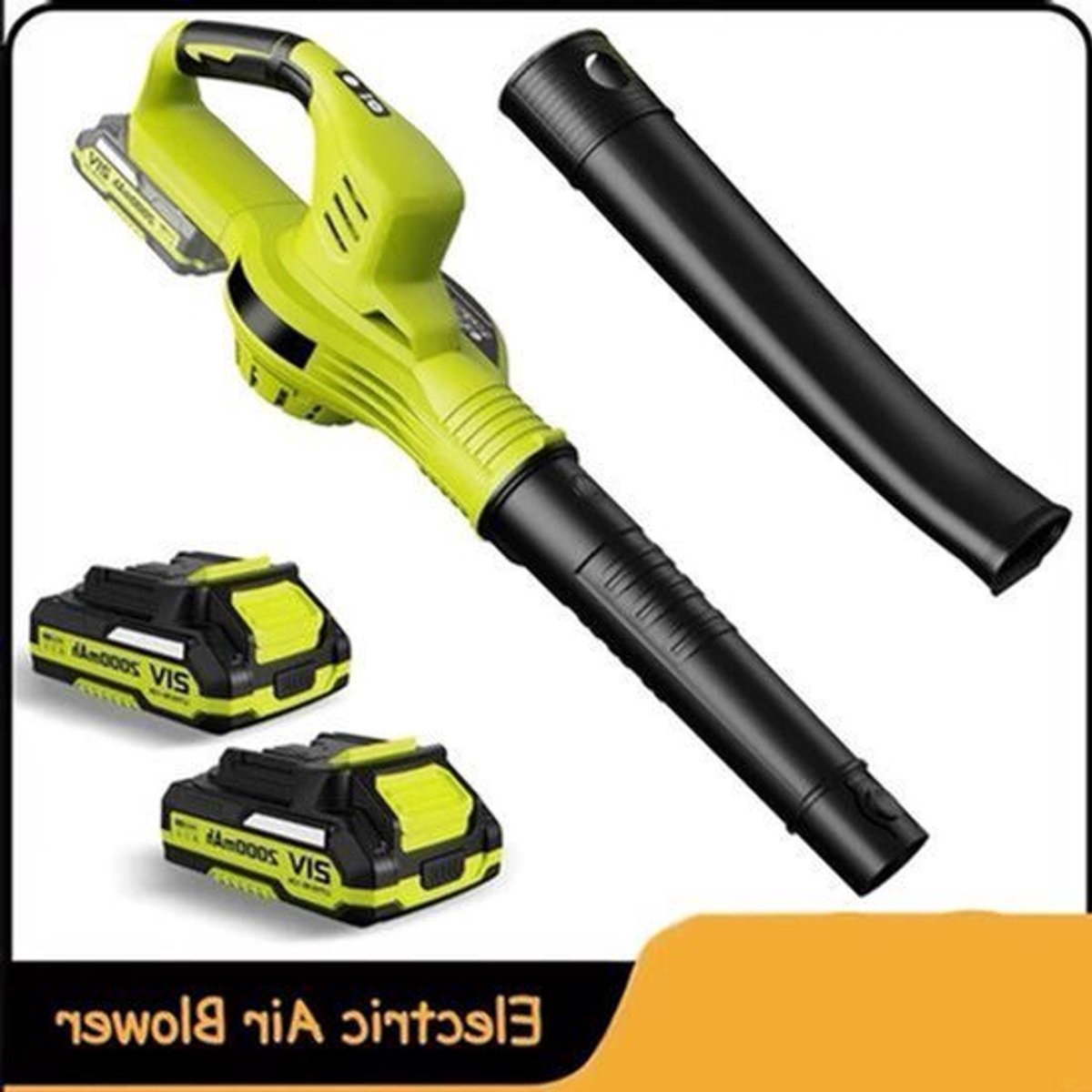 Bladblazer - Draadloze Bladblazer - Accu Bladblazer - 150 MPH - 3000W - 2 Snelheden - Sneeuwblazer - Stofzuiger Veegmachine - Accu Tuingereedschap - 2 Batterij - Groen/Geel
