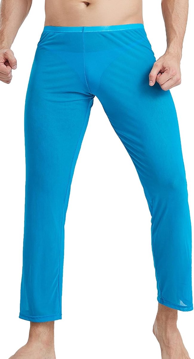 Doorzichtige herenpyjamabroek van netstof, transparante nachtkleding, slaapbroek, comfortabele, doorzichtige broek, clubwear