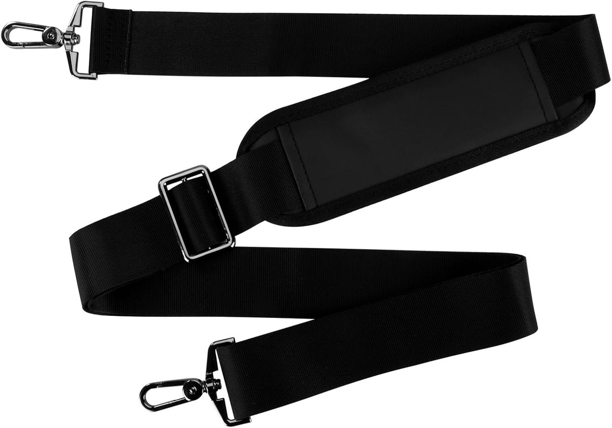 verstelbaar, universeel, vervangende laptopschouderriem met metalen haak, voor laptop, schoudertas, messenger tas, aktetas (zwart)