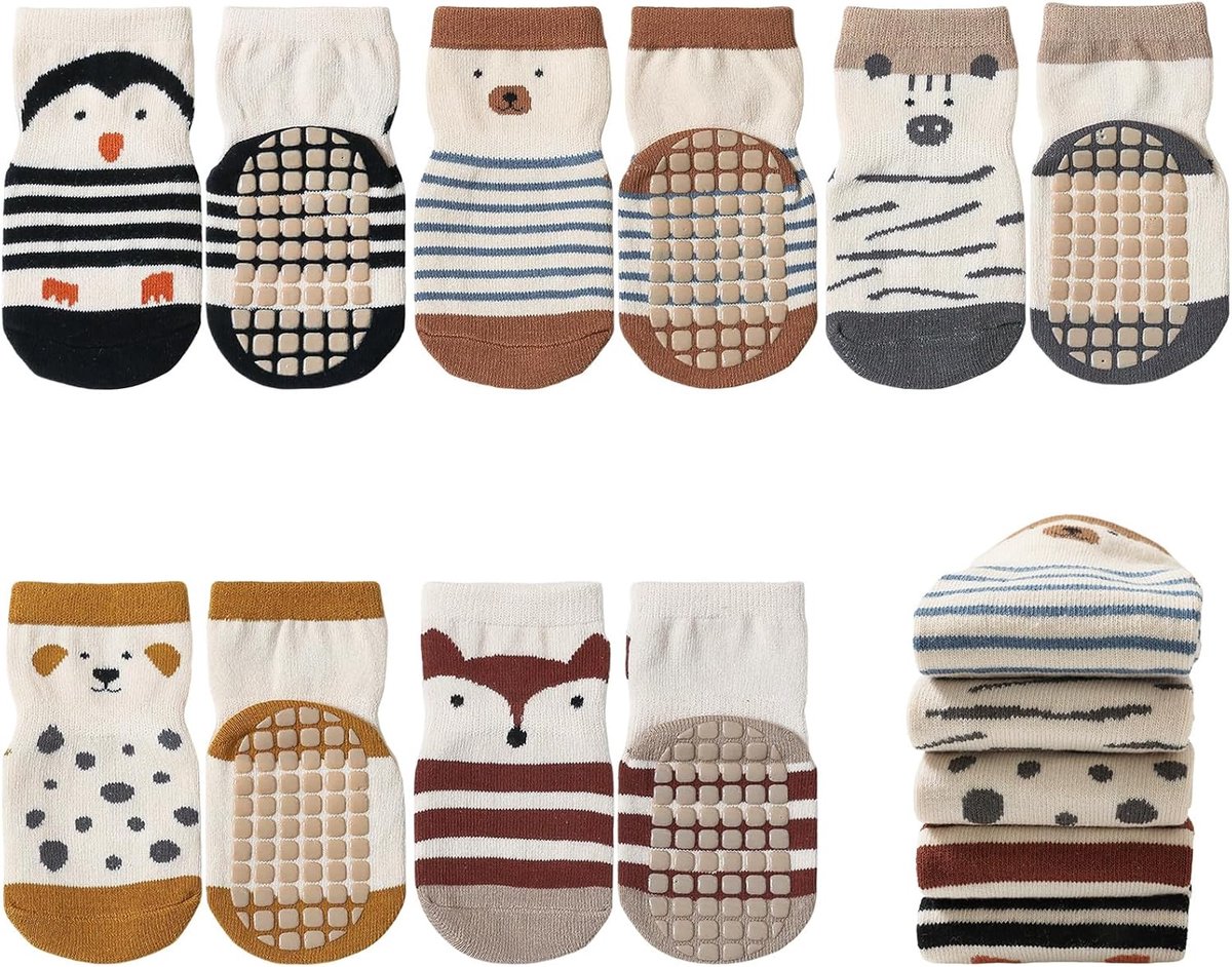 Sokken, wintersokken, herfst, meisjes, jongens, kleine katoenen sokken met handvat, uniseks, pasgeborenen, dieren, sportsokken, set van 0-5 jaar