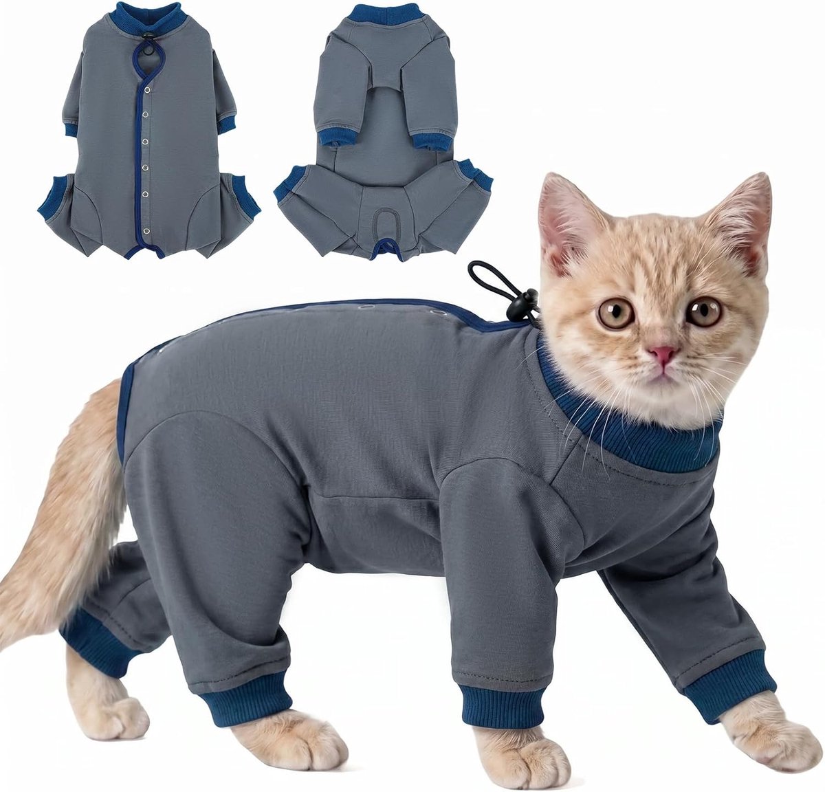 Herstelpak voor katten, lichtgewicht chirurgie, kitten-onesie, volledig lichaam, poesje, chirurgie, herstelpak, lange mouwen, antilikpak voor katten, bedekking van benen, stopt constante verzorging en