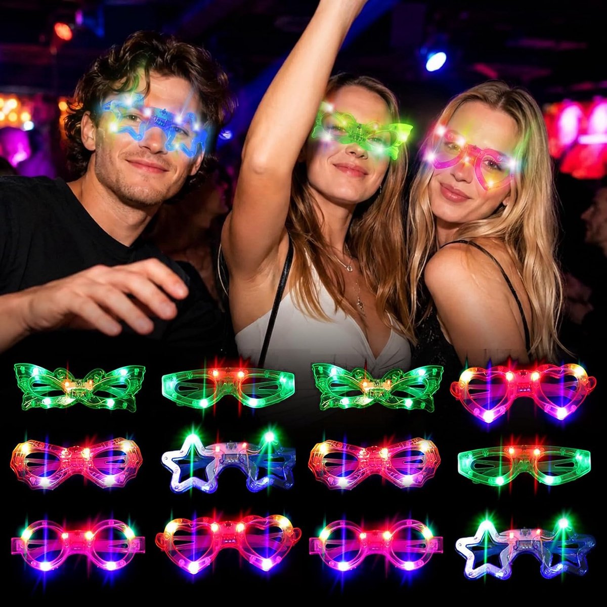 12 stuks led-bril, cadeautje, kinderverjaardag, neon partybril