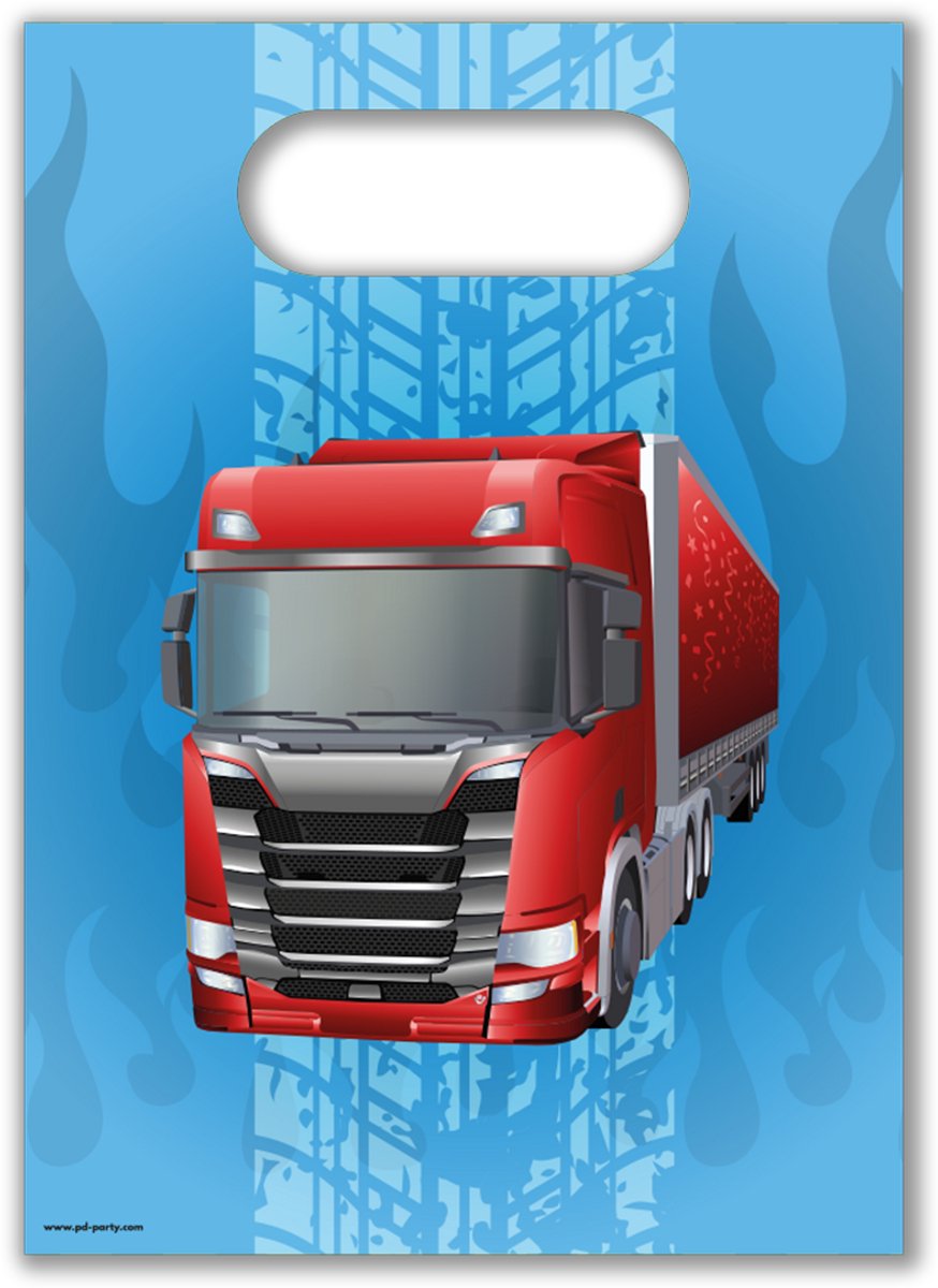 LUQ – Vrachtwagen Kinderfeestje Uitdeelzakjes – 6St – Truck Party Birthday Set – Verjaardag Traktatie – Leuke Goodiebags