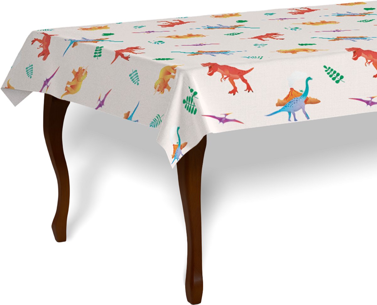 LUQ – Dino Kinderfeestje XXL Tafelkleed – Waterdicht – Jurassic Birthday Decoratie – T-Rex Party Verjaardag Versiering