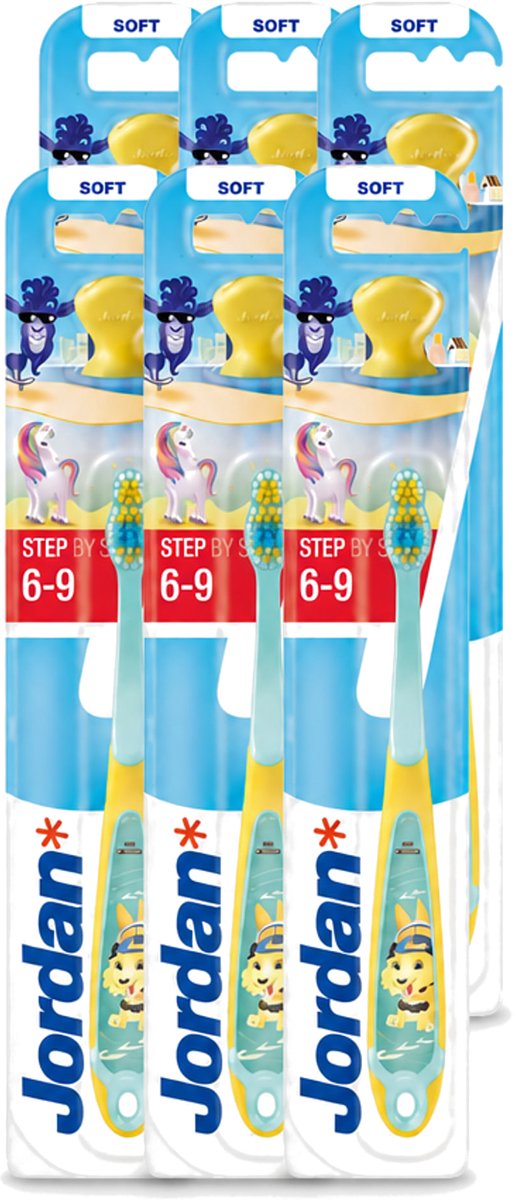 6 x Jordan - Step By Step - Kindertandenborstel - 6-9 jaar - Voordeelverpakking - 6 stuks