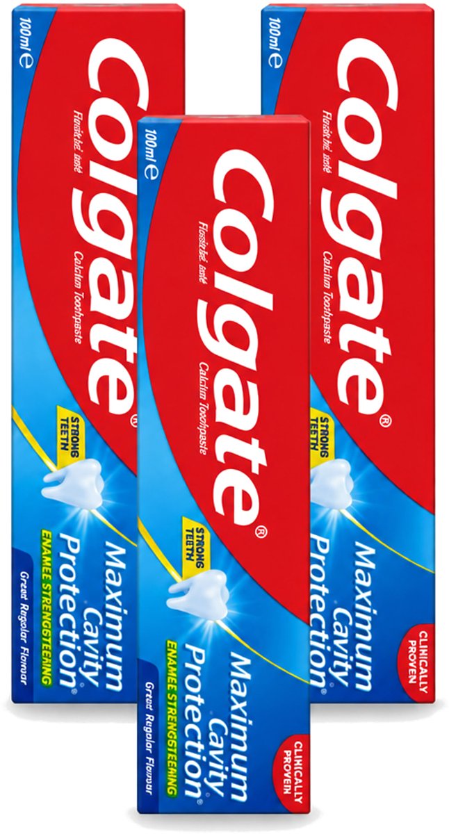 3 x Colgate - Maximum Cavity Protection - Tandpasta - 100ml - Voordeelverpakking - 3 stuks