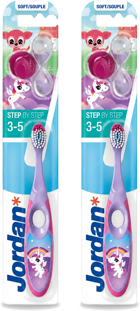 2 x Jordan - Step By Step - Kindertandenborstel - 3-5 jaar - Bulkverpakking - 2 stuks
