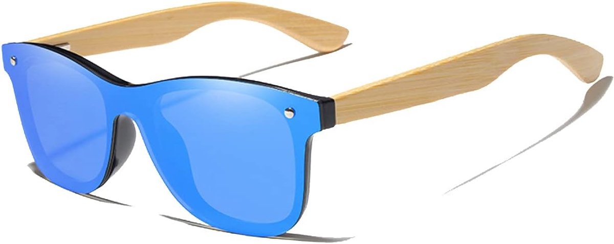 Lens Gepolariseerde Zonnebril Mannen Klassieke Mode Retro Vrouwelijke Zonnebril - Blauw Bamboe