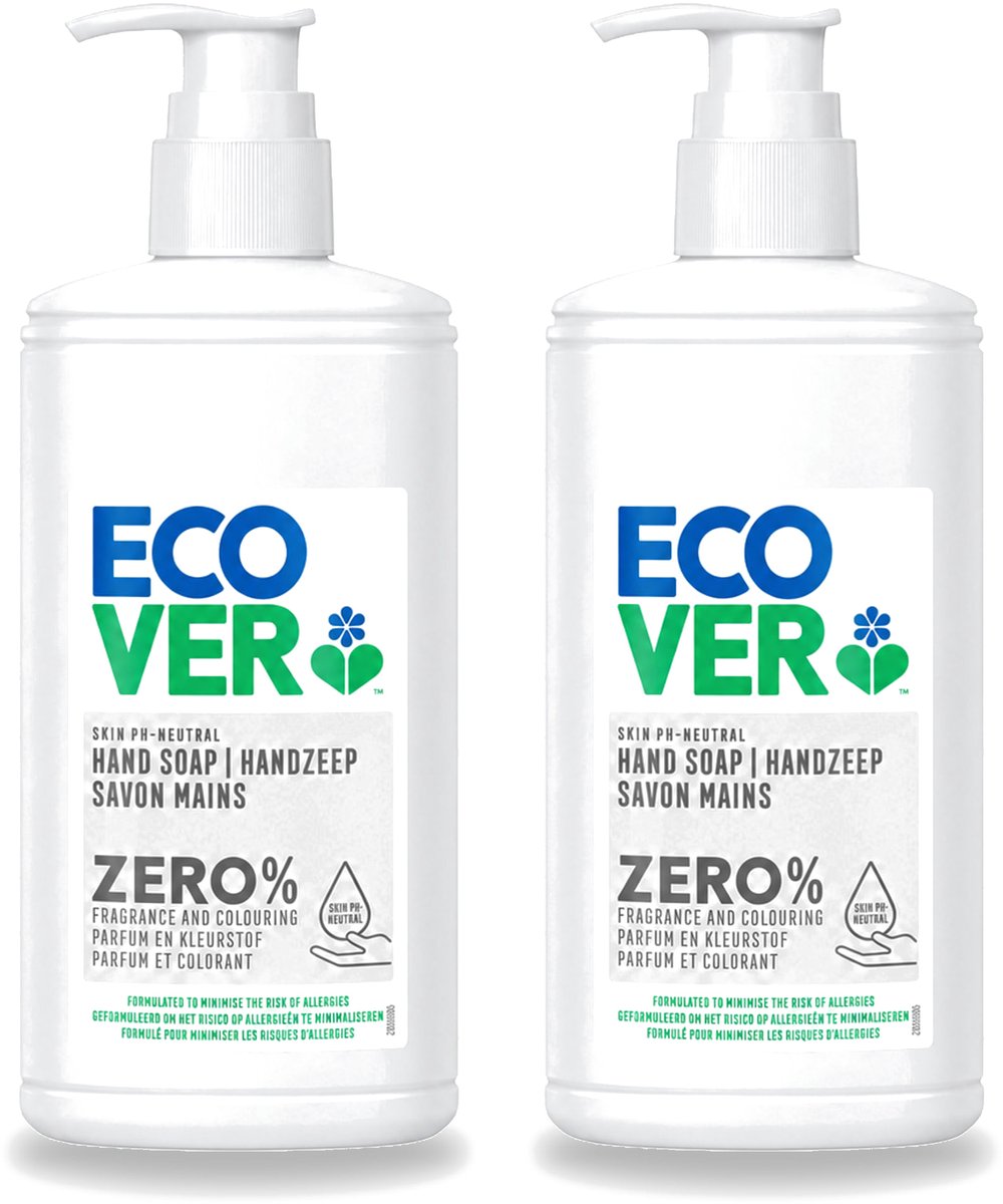 2 x Ecover - Handzeep ZERO - Parfumvrij - 250 ml - Voordeelverpakking - 2 stuks
