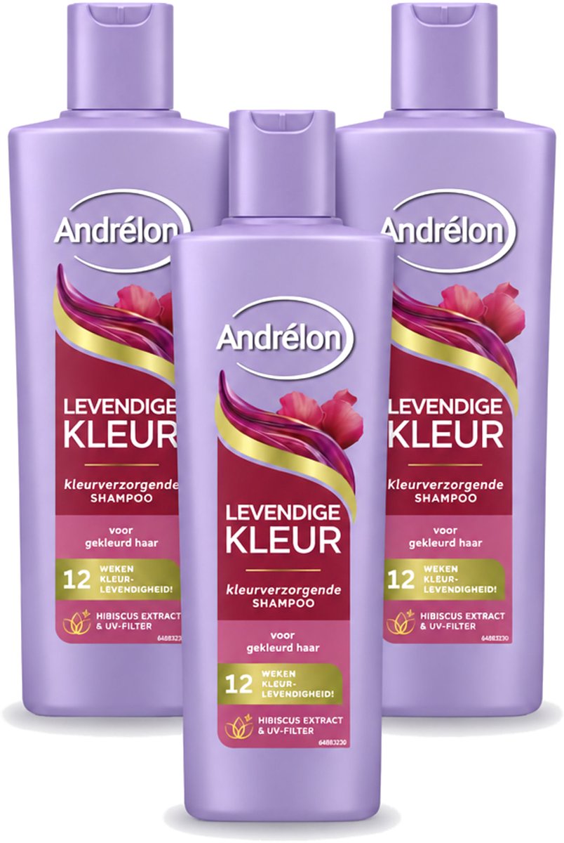 3 x Andrélon – Shampoo – Levendige Kleur – 250 ml - Bulkverpakking - 3 stuks